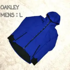 OAKLEY フード付き マウンテンパーカー Lサイズ 青 ジップアップ 防風