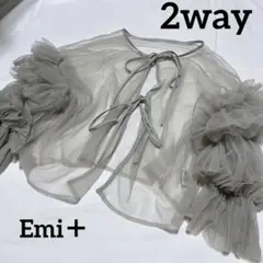 Emi＋　フリルチュールブラウス 2way シアー　リボンのサムネイル