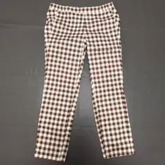 【UNIQLO】ストレッチ チェック柄パンツ Mサイズ 茶 白 イージー