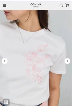 COHINA　エンブロイダリーボタニカルＴシャツ