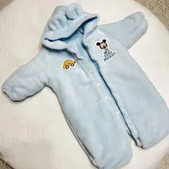 ミッキー フリースロンパース スノースーツ　水色