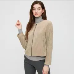 UNIQLO スエードタッチノーカラージャケット