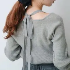 ボウタイ配色リブニット　kastane