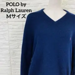 POLO by Ralph Lauren Vネックウールニット セーターネイビーのサムネイル