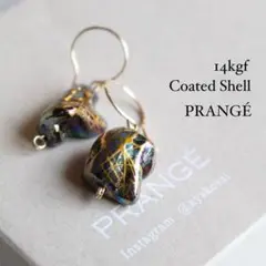 14kgfブラックコーティングシェルのピアス(イヤリング)