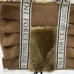 デニムサロペットフリルファートートバッグ　ショルダーバックブラウン