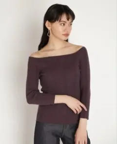 SNIDEL ランダムリブオフショルニット