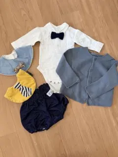 セレモニーセットロンパース 、カーディガン、ショートパンツ、スタイ2枚