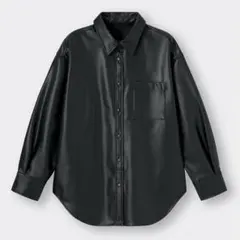 GU フェイクレザーオーバーサイズシャツ ブラック XXL