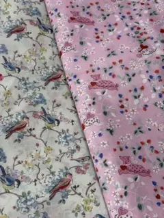 ⑤ෆ❣️特売！˚*【2枚セット】小鳥とワンちゃんの可愛いナイロン生地