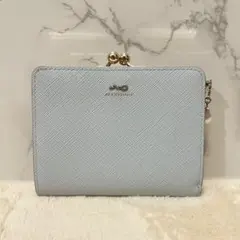 ジルスチュアート グローリア がま口 二つ折り財布 パール ブルー