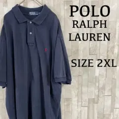 90s POLO RALPH LAUREN 半袖ポロシャツ 2XL ネイビー