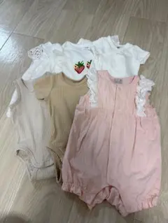 ロンパースセット（フリル・いちご刺繍）