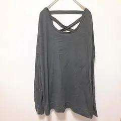 ❤海外古着 ブラック レディース 長袖 Tシャツ バッククロスデザイン