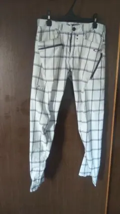 チェック柄ゴルフパンツ ホワイト/パープル