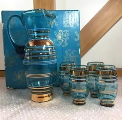 ○ボヘミアガラス 水差し&グラス4個セット 箱付き BOHEMIA GLASS