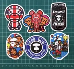ステッカー A BATHING APE バラエティ6枚セットのサムネイル