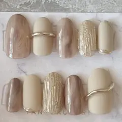 ブラウンニュアンス×マットネイルチップ✧*。