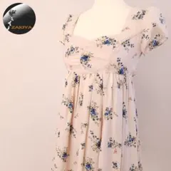 MERCURYDUO　レースアップワンピース　花柄　フレンチスリーブ　ピンク