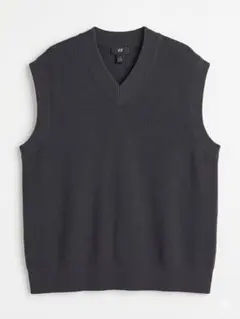 H&M Vネック ニットベスト ダークグレー Mサイズ