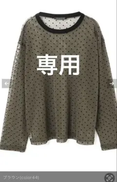 【ミズイロインド】　ブラウン　　ドット　メッシュ　ロンT