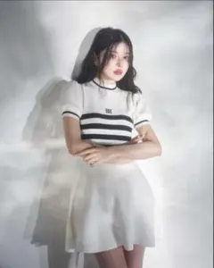 ダーリッチ　ボーダーニットフレアミニワンピース