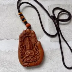 木彫り 仏像 千手観音 手型 禅 ペンダント ネックレス 魔除け お守り