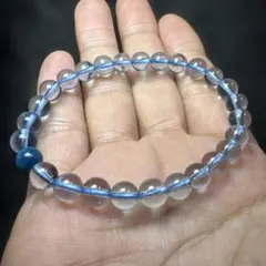 直輸入】高波動 アンダラクリスタル クリア×水色 ブレスレット 10mm