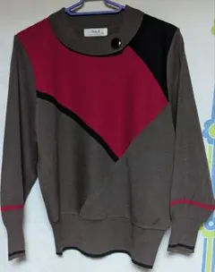 【美品 未使用】Three X 幾何学模様 長袖ニットセーター