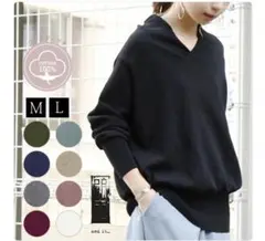 新品 and it_ フーディー風ネック 長袖フード ニット ブラック L