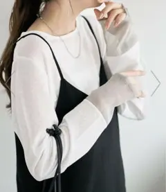 DISCOAT【万能インナー】ラメシアー袖切替プルオーバーWEB限定ディスコート