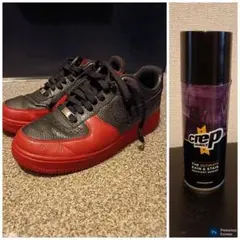 【Nike Air Force 1】 黒/赤 スニーカー＆中古crep(防水剤)