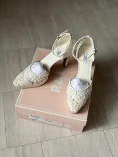 【R&E】コットンレースセパレートパンプス （アイボリーコンビ）