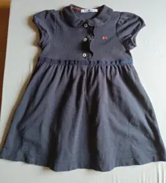 ファミリア 黒 リンゴ刺繍 襟付き 半袖 ワンピース 100サイズ