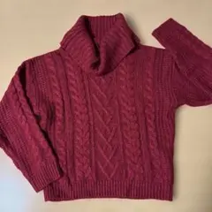 【one way】❤ケーブルニット❤タートルネックセーター❤ワインレッド❤M❤