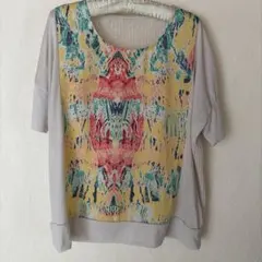 ブージュルードレディース 半袖Tシャツ マルチカラー柄のサムネイル