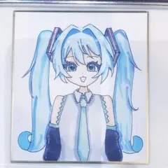 初音ミク 手描きイラスト ミニ色紙 ファンアート