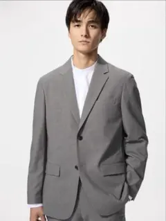 1回着 24年モデル ユニクロ 感動ジャケット ウールライク グレー M