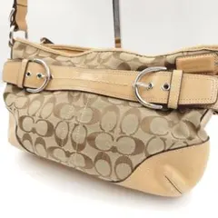 COACH ショルダーバッグ シグネチャー ブラウン レザー キャンバス コーチ