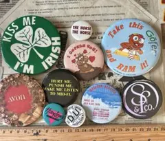 アメリカの缶バッジ100個☆vintage／ノベルティ／アドバタイジング