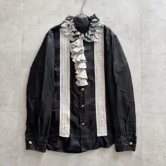 トリココムデギャルソン　AD2011　シャツ　ブラウス　フリル　金ボタン　S　黒