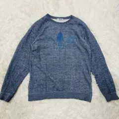 80s⭐️アディダス スウェット デカロゴ フェード ブルー デサント製 短丈