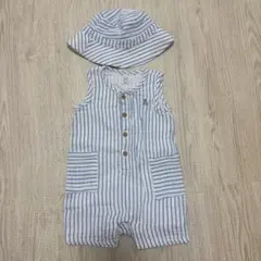 GAP ストライプロンパースと帽子セット70センチ