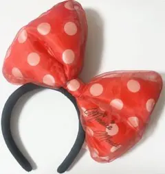 東京ディズニーランド カチューシャ ミニー 水玉 リボン 赤