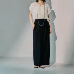 美品　LEPSIM レプシィム　スラックスギャザーワイドパンツ　ブラック　フリー
