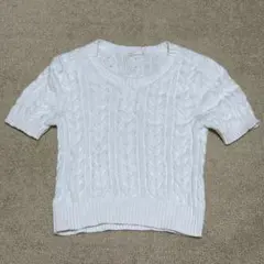 GU ホワイト ケーブル編み サマーニット ショート丈