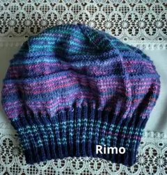 手編みニット帽　ニットキャップ　オパール毛糸　ソックヤーン　opal