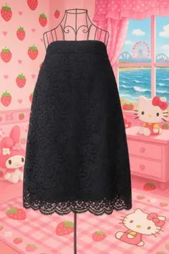 UNIQLO／黒レーススカート／大きいサイズXXLレース黒ミニスカート／管A7