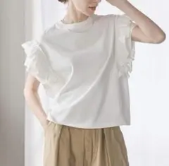 BEAUTY&YOUTH ラッフルスリーブTシャツ ホワイトのサムネイル