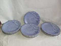 幾何学模様 青色皿 15cm 10枚セット